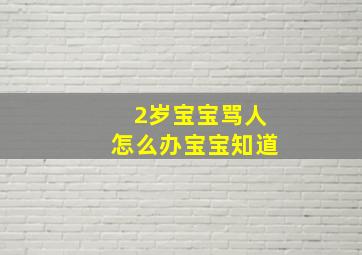 2岁宝宝骂人怎么办宝宝知道