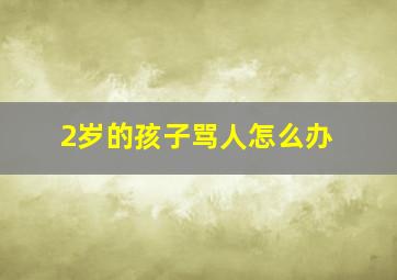 2岁的孩子骂人怎么办