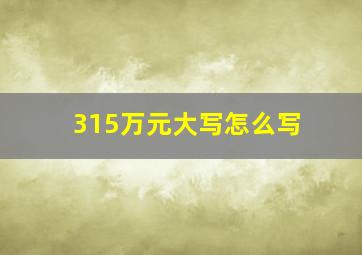 315万元大写怎么写