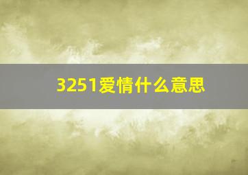 3251爱情什么意思