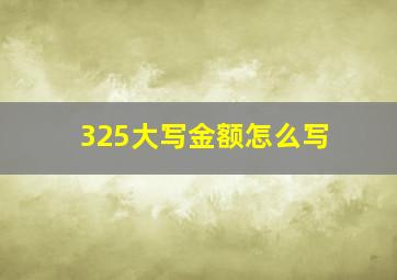 325大写金额怎么写