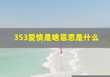 353爱情是啥意思是什么