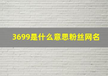 3699是什么意思粉丝网名