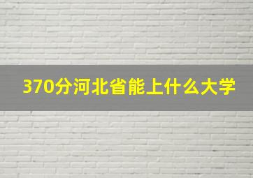 370分河北省能上什么大学