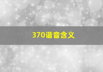 370谐音含义