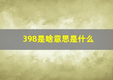 398是啥意思是什么