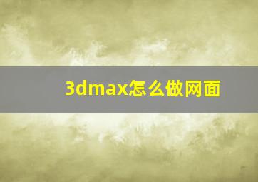 3dmax怎么做网面