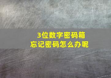 3位数字密码箱忘记密码怎么办呢