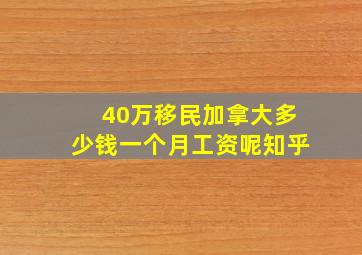 40万移民加拿大多少钱一个月工资呢知乎