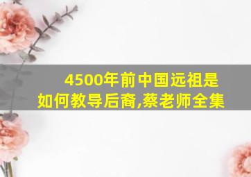 4500年前中国远祖是如何教导后裔,蔡老师全集