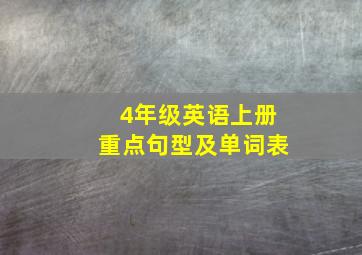 4年级英语上册重点句型及单词表