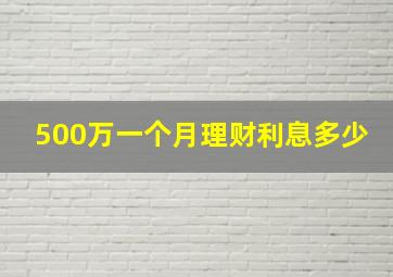 500万一个月理财利息多少