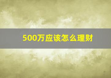 500万应该怎么理财