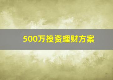 500万投资理财方案