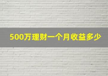 500万理财一个月收益多少