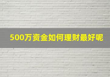 500万资金如何理财最好呢