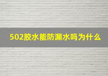 502胶水能防漏水吗为什么