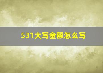 531大写金额怎么写