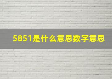 5851是什么意思数字意思