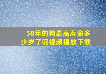 58年的狗最高寿命多少岁了呢视频播放下载