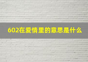 602在爱情里的意思是什么