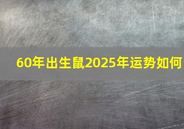 60年出生鼠2025年运势如何