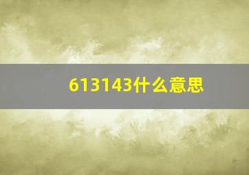 613143什么意思