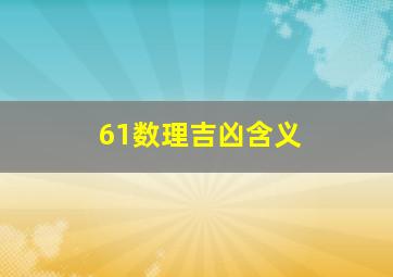 61数理吉凶含义