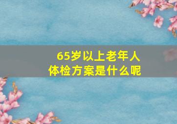 65岁以上老年人体检方案是什么呢