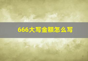 666大写金额怎么写