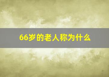 66岁的老人称为什么