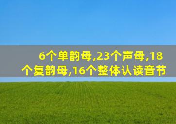 6个单韵母,23个声母,18个复韵母,16个整体认读音节