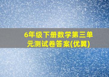 6年级下册数学第三单元测试卷答案(优翼)