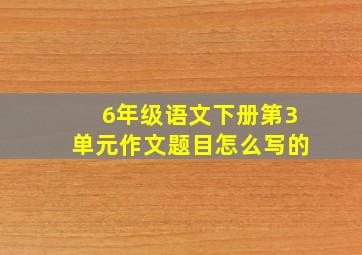 6年级语文下册第3单元作文题目怎么写的