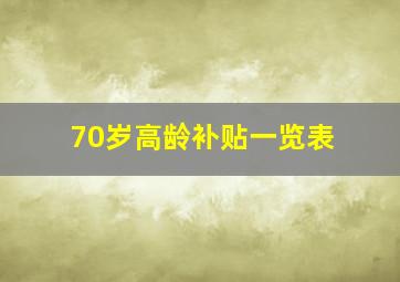 70岁高龄补贴一览表