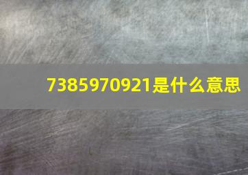 7385970921是什么意思