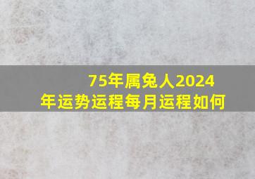 75年属兔人2024年运势运程每月运程如何