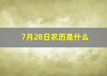 7月28日农历是什么