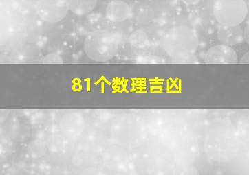 81个数理吉凶