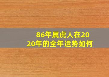 86年属虎人在2020年的全年运势如何