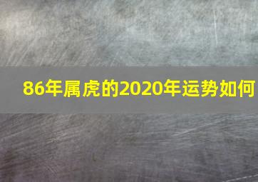 86年属虎的2020年运势如何