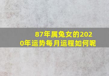 87年属兔女的2020年运势每月运程如何呢