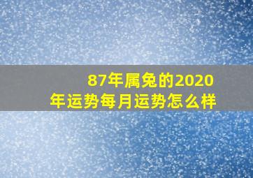 87年属兔的2020年运势每月运势怎么样