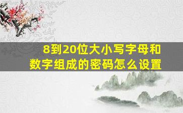 8到20位大小写字母和数字组成的密码怎么设置