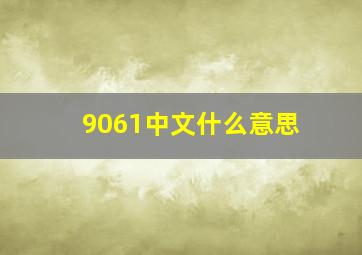 9061中文什么意思