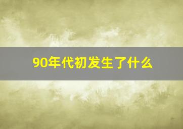 90年代初发生了什么