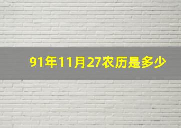 91年11月27农历是多少