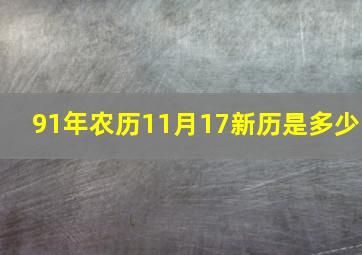 91年农历11月17新历是多少