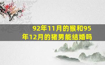 92年11月的猴和95年12月的猪男能结婚吗