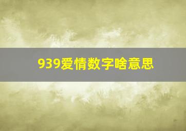 939爱情数字啥意思